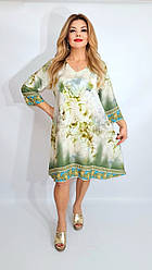 Плаття з абстрактним візерунком штапнль із віскозою фірма Itally 46-50 Італія Зелений