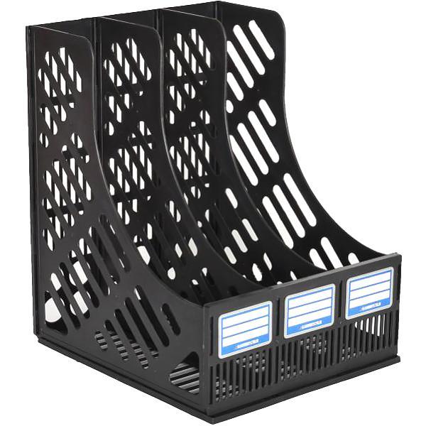 Лоток органайзер для документів папок паперу а4 канцелярії вертикальний на 3 відділення чорний «пластик»