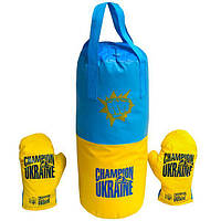 Дитяча боксерська груша з рукавичками набір великий «Україна» Довжина 50см Діаметр 22см