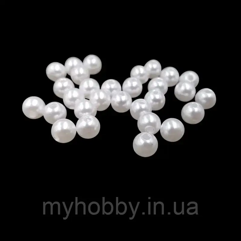 Перли акрил білі 8мм (+-50шт)