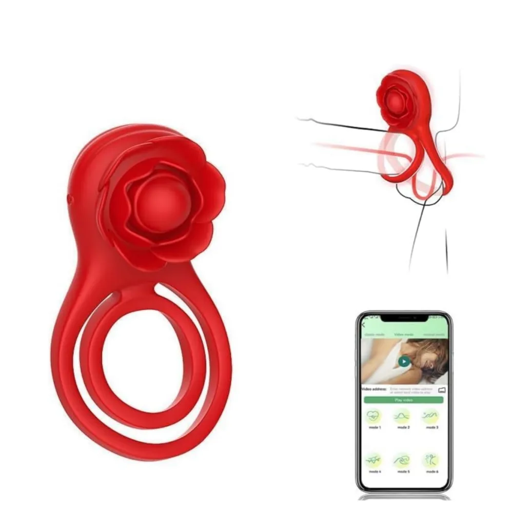 Віброкольцо Rose Lock Ring App, фото 1