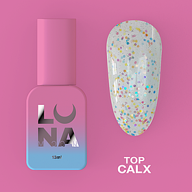 Топ для нігтів LunaMoon Calx прозорий з блискітками, 13 мл