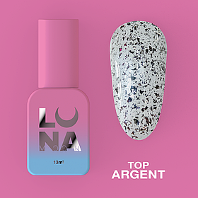 Топ для нігтів LunaMoon Argent прозорий з блискітками, 13 мл