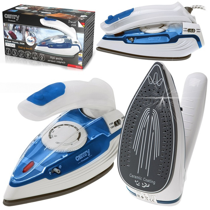 Дорожня парова праска Camry CR 5040 — складна ручка, 1600 Вт, фото 1