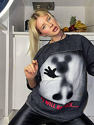 Яскрава жіноча футболка оверсайз з Міккі Маусом Sfch1313