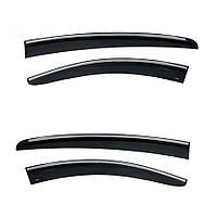 Дефлектори вікон (вітровики) з хром полосою Ford Focus 2018-2023, 4шт, SunPlex, седан/хетчбек, на скотчі
