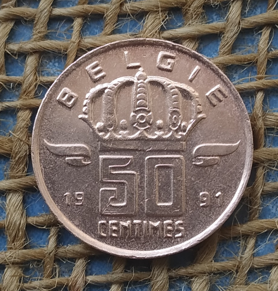 50 сантимiв 1991 року. Бельгiя