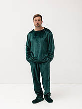 Стильна чоловіча махрова тепла піжама від виробника смарагдова, Турецькі чоловічі піжами