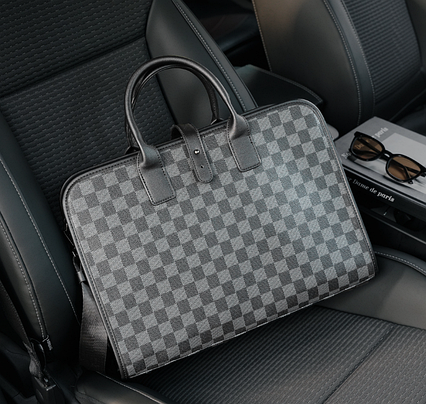 Чоловічий діловий портфель для документів, офісна сумка формат А4 клітинка, фото 1