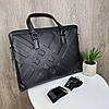 Шкіряний діловий портфель сумка для документів А4, шкіряна сумка офісна чорна, фото 7