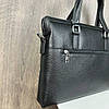 Шкіряний діловий портфель сумка для документів А4, шкіряна сумка офісна чорна, фото 10