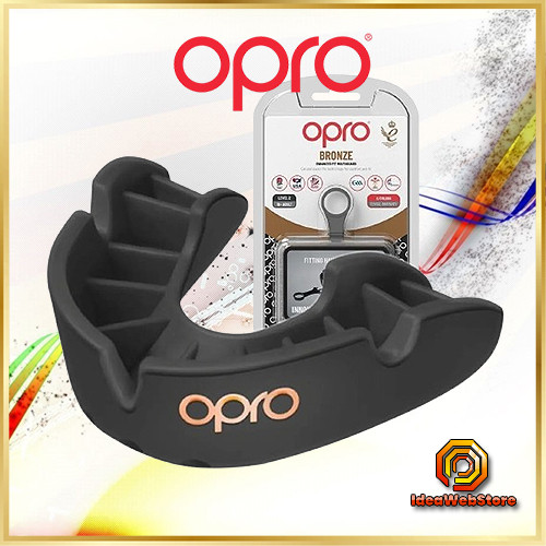 Одностороння капа для боксу та єдиноборств OPRO Bronze доросла чорна з антимікробним футляром