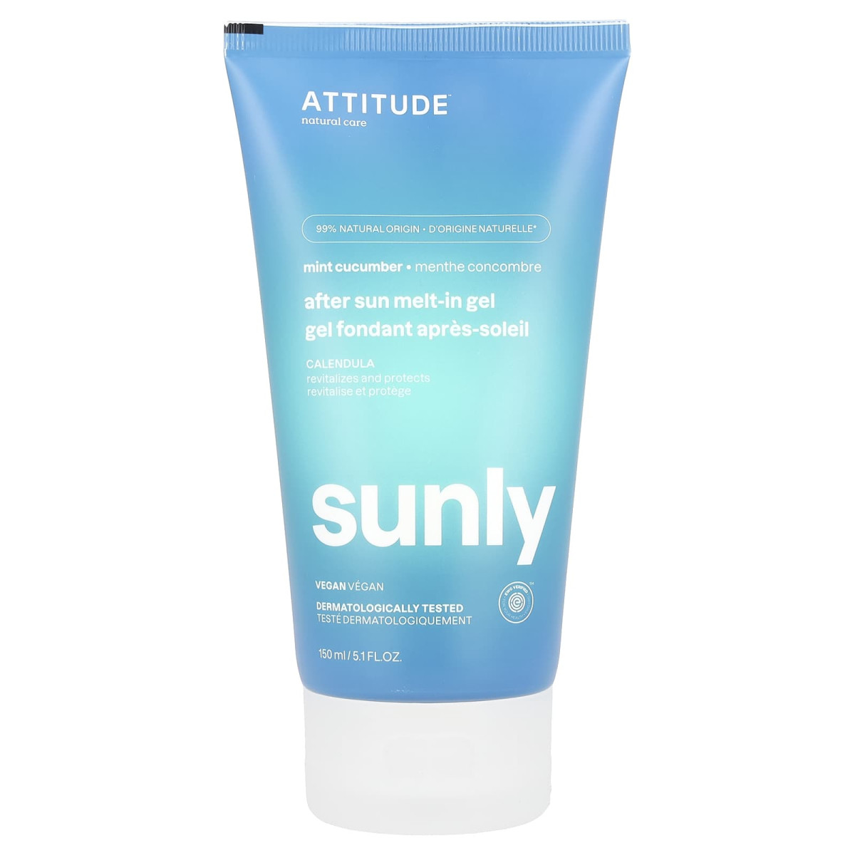 ATTITUDE, Sunly, таючий гель після засмагання, м’ята й огірок, 150 мл (5,1 рідк. унції)