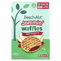 Beech-Nut, Jammin' Waffles, вафлі для дітей віком від 12 місяців, зі смаком груші та малини, 5 пакетиків по 16 г (0,56 унції)