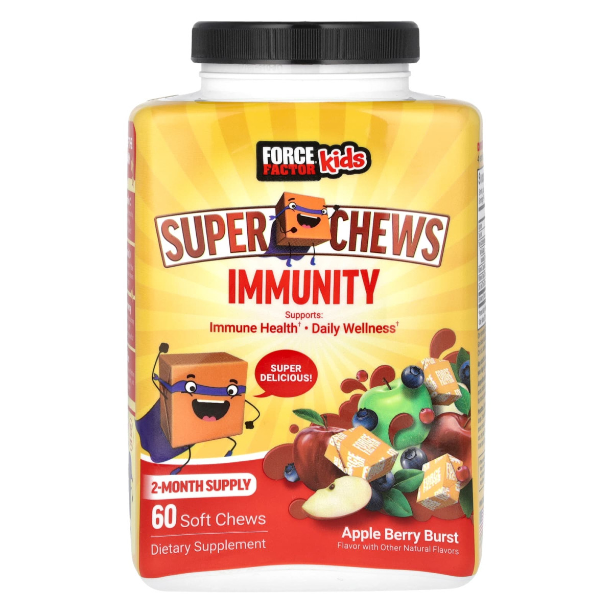 Force Factor, Super Chews, для дітей, Immunity, Apple Berry Burst, 60 м’яких жувальних таблеток
