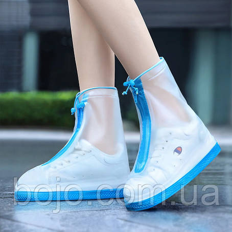 Багаторазові бахіли-чохли Waterproof Shoe Covers на взуття від дощу і бруду, розмір S (35-36), Блакитний, фото 1