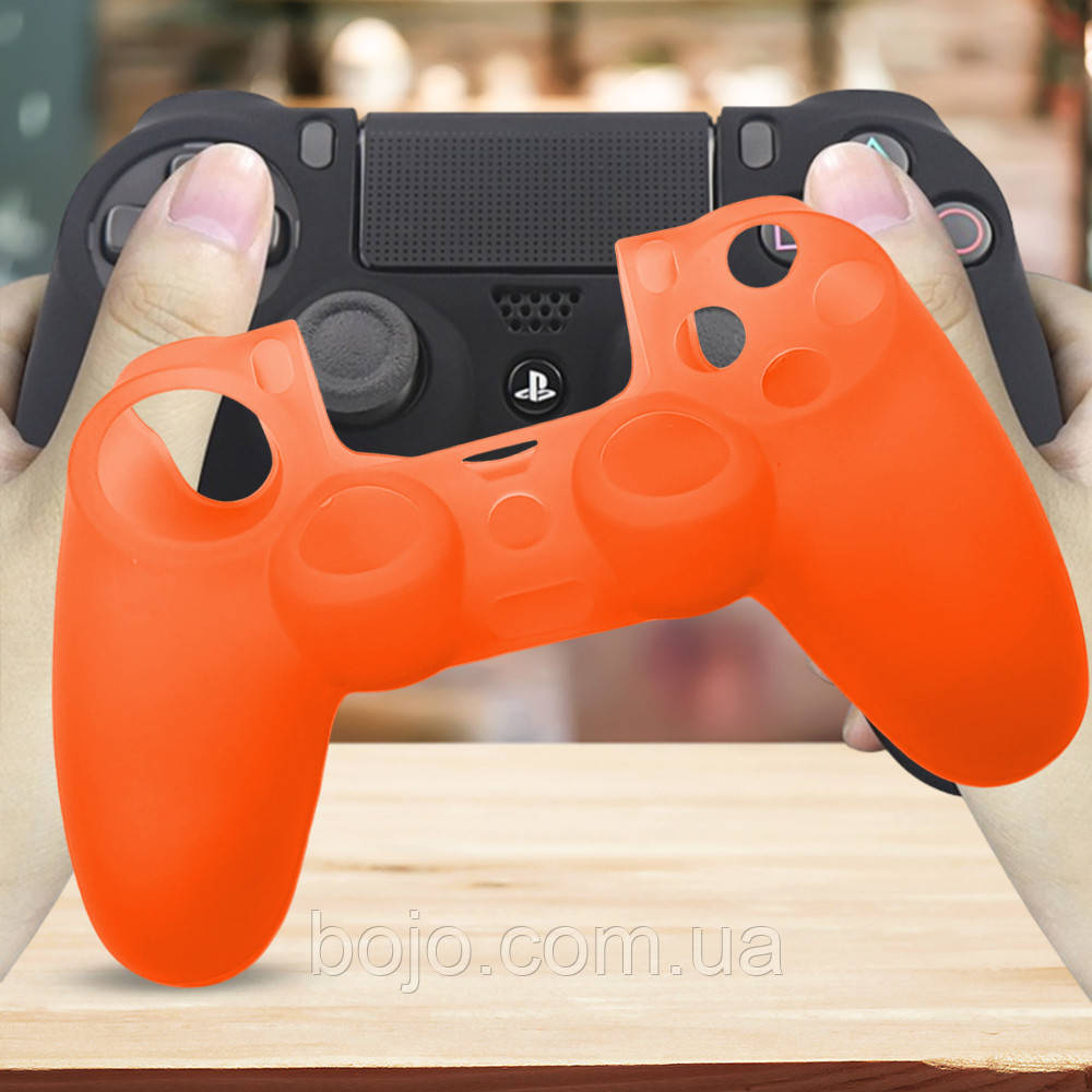 Силіконовий чохол на геймпад DualShock PS4 однотонний, Помаранчевий(206)