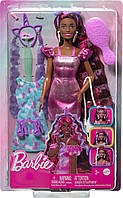 Лялька Барбі Barbie Fun & Fancy з довгим чорним волоссям і кольоровими пасмами JDC86