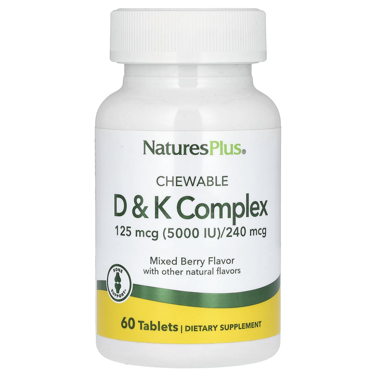 NaturesPlus, комплекс D & K для жування, ягідна суміш, 60 таблеток