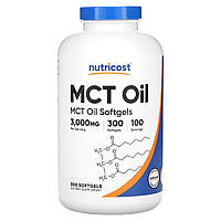 Nutricost, олія з MCT, 3000 мг, 300 капсул (1000 мг у капсулі)