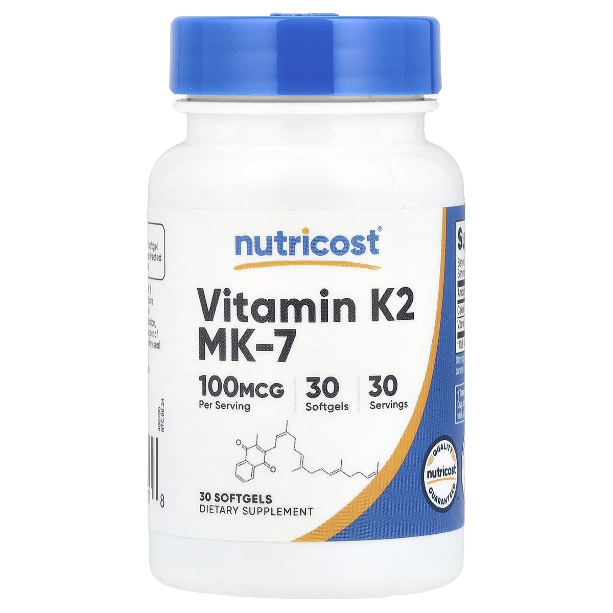 Nutricost, вітамін K2 MK-7, 100 мкг, 30 капсул