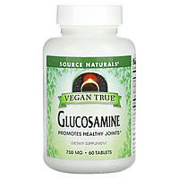 Source Naturals, Vegan True, глюкозамін, 750 мг, 60 таблеток