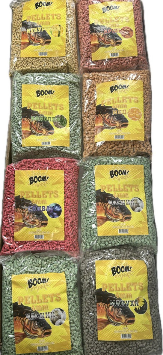 Пеллетс 4 мм 900 г “BOOM” в ассортименте –  Кукурудза, фото 1