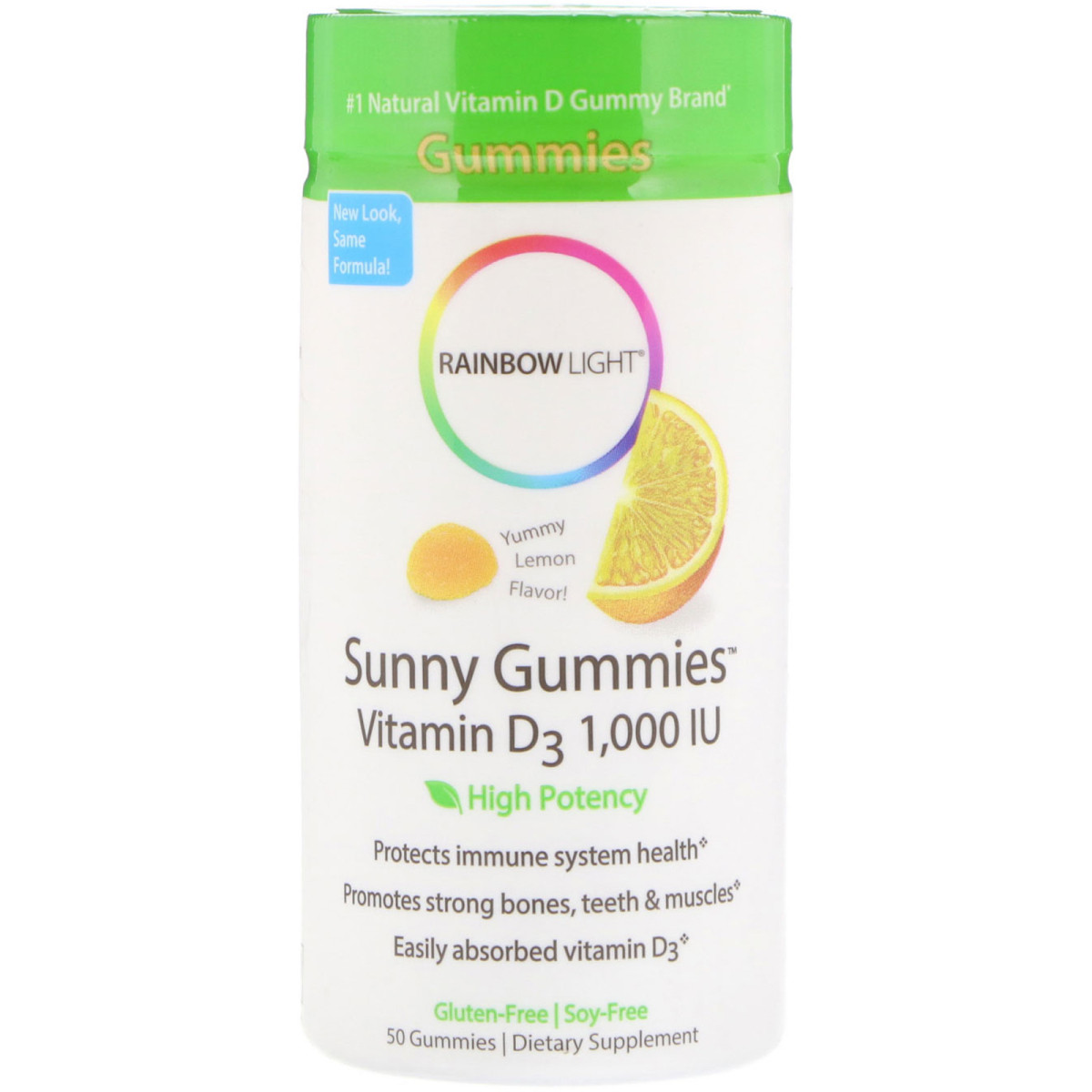 Вітамін D3 Rainbow Light (Gummies Vitamin D3) 1000 МО 50 жувальних цукерок зі смаком лимона