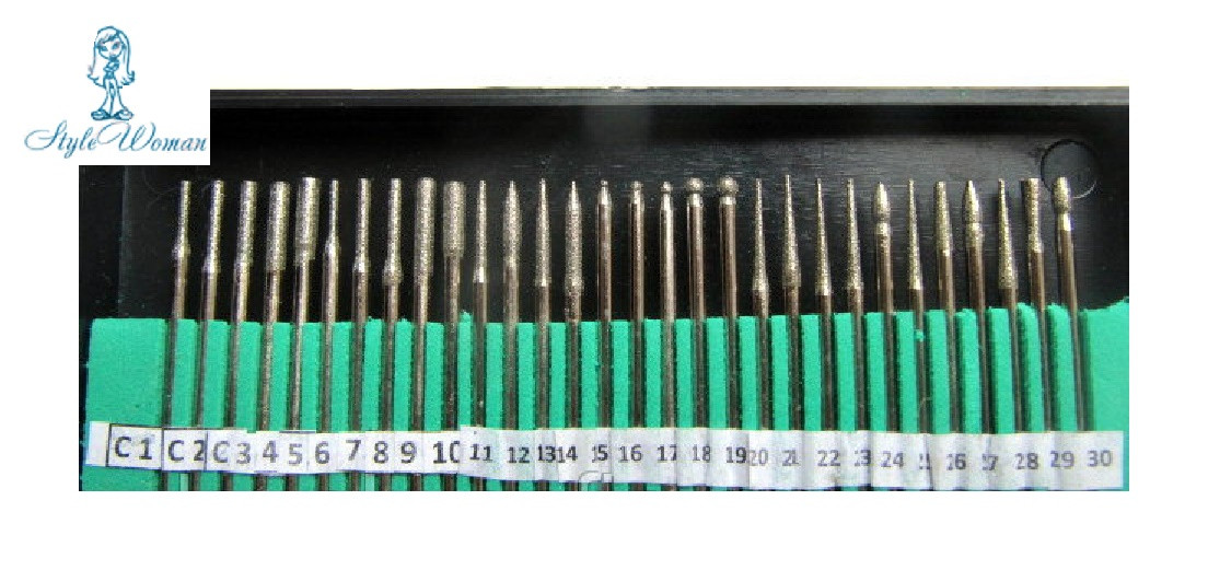 Набір алмазних насадок, фрез для фрезера 30 шт.