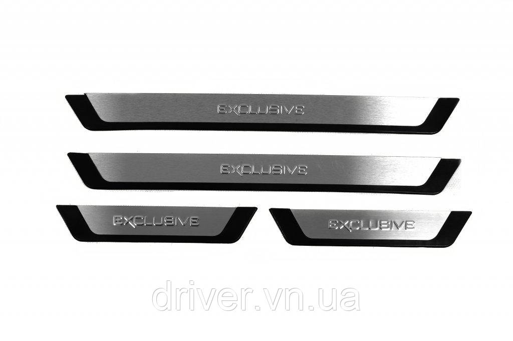 Накладки на пороги Flexill (4 шт, нерж) Exclusive для Renault Fluence 2009-2016 гг