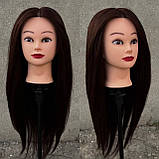 Манекен голова з натуральним волоссям 30% навчальна болванка манікен для зачісок стрижки перукарський, фото 2