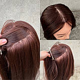 Манекен голова з натуральним волоссям 30% навчальна болванка манікен для зачісок стрижки перукарський, фото 5