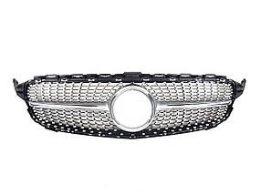 Решітка радіатора Diamond Silver ( без місця під камеру ) на мерседес C-клас W205 2014-2018 року