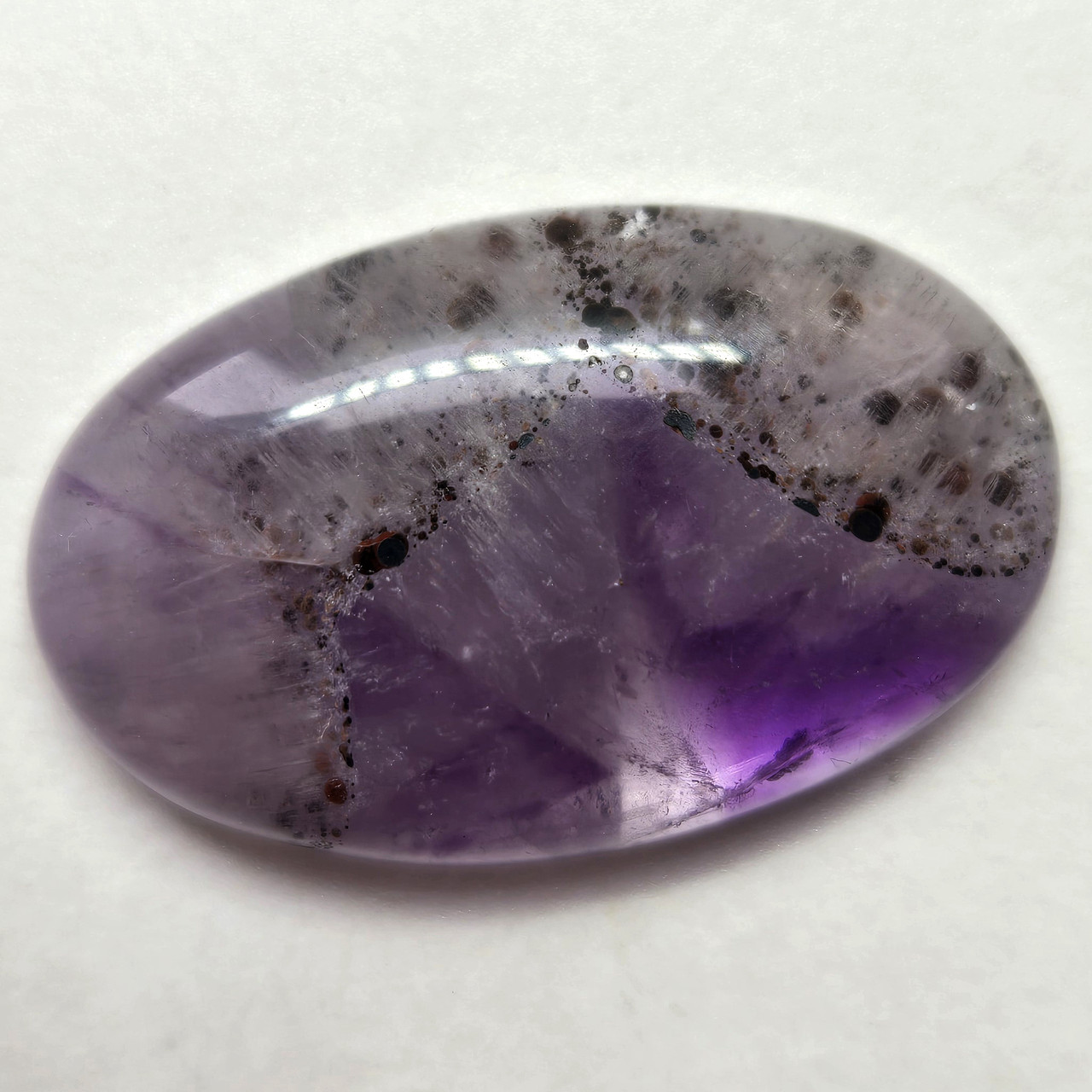 Натуральний камінь для створення прикрас природний аметист кабошон 21,5 ct, напівпрозорий фіолетовий