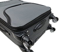 Тканева середня валіза на колесах 67L Gedox срібляста в клітинку, фото 6