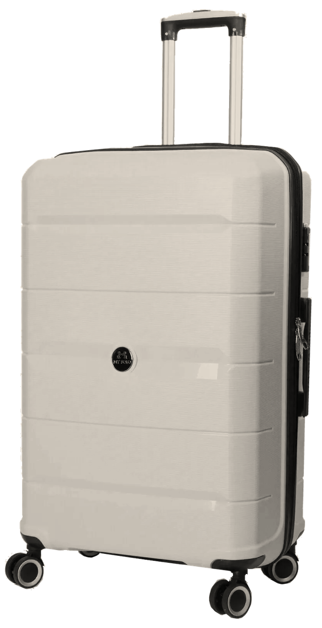 Велика валіза на колесах із поліпропілену 93L My Polo, Туреччина світло-сіра, фото 1