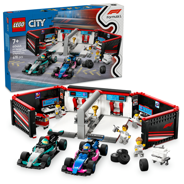 Конструктор LEGO City Гараж F1 та автомобілі Mercedes-AMG і Alpine 678 деталей