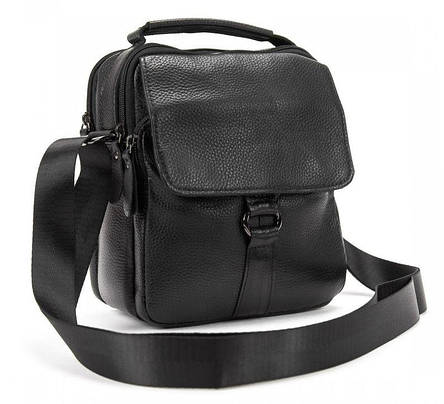 Чоловіча шкіряна Сумка 7trav месенджер Tiding Bag чорна, фото 1