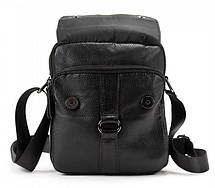 Чоловіча шкіряна Сумка 7trav месенджер Tiding Bag чорна, фото 5