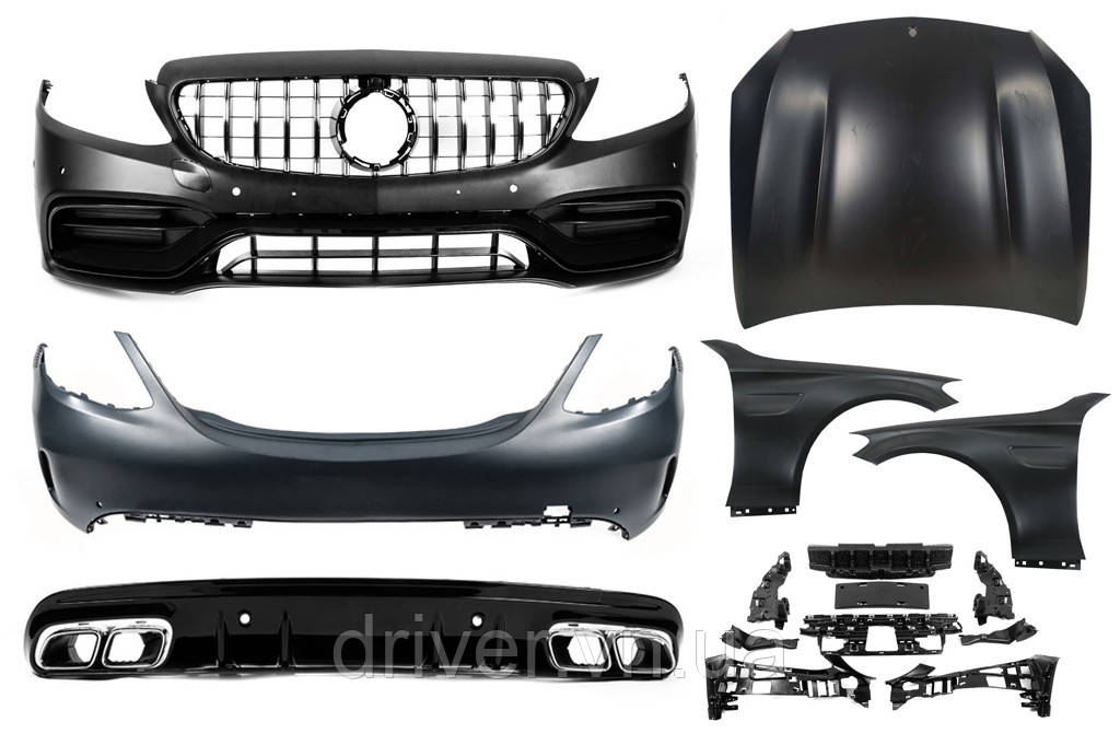 Комплект обвесов с капотом и крыльями (C63 AMG). для Mercedes C-сlass W205 2014-2021 гг