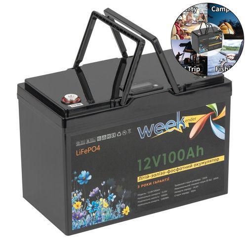 Тяговий акумулятор Weekender FT12100D. 12V. 100A/h. LiFepo4. Дисплей. Акумулятор для човнового електромотора., фото 1