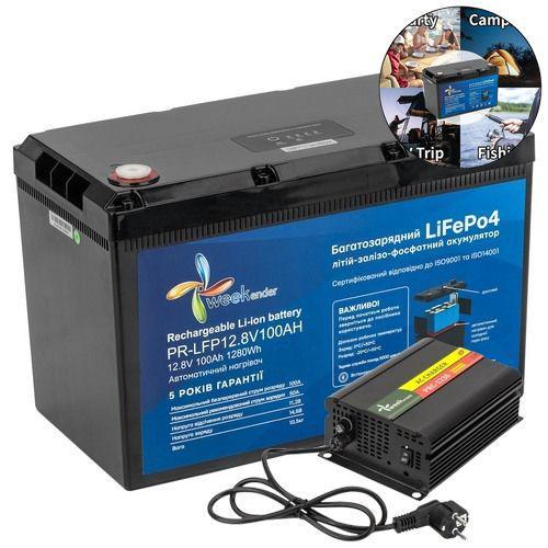 Тяговий акумулятор Weekender PR. 12V. 100A/h. LiFepo4. Дисплей. Bluetooth. Автопідігрів. З/П-30А. Акумулятор для човнового