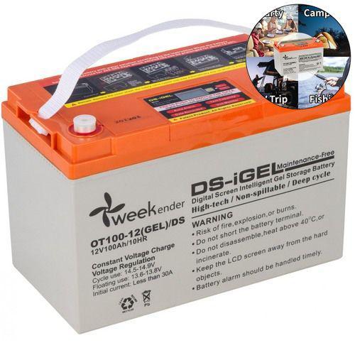 Тяговий акумулятор Weekender DS. 12V. 100A/h; GEL. Дисплей. USB Порт. Акумулятор для човнового електромотора.