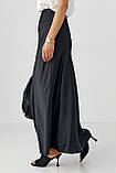 Атласна довга однотонна спідниця — чорний колір, M (є розміри), фото 5