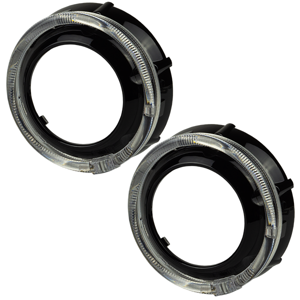 Маска декоративна для автомобільних фар DriveX MS A-105 3.0" Black White+Yellow з вбудованою підсвіткою