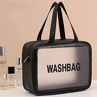Прозора сумка-косметичка Washbag Big Black 30 см