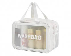 Прозора сумка-косметичка Washbag Big White 30 см