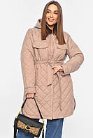 Куртка жіноча напівбатальна демісезонна темно-бежевого кольору 188909L 58