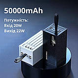 Портативний зовнішній акумулятор, потужний павербанк 50000мАг, Powerbank зі швидкою зарядкою та кабелями Black, фото 2