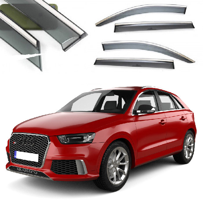 Дефлектори вікон вітровики Benke для Audi Q3 (F3) 2019- Молдинг Нержавіюча сталь 3D (BADQ31923-W/S), фото 1